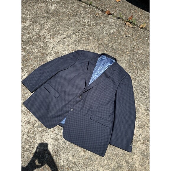Oak Hill Mens Blazer Suit Jacket Blue Plaid Wool 4XLT 58R/60R - Picture 2 of 6